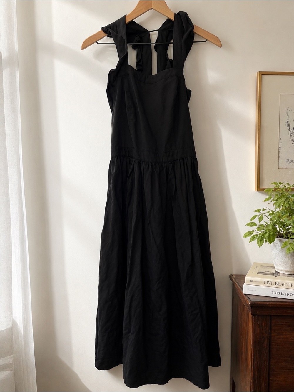 Ulla Johnson Linen Willa Pinafore Dress Black Size 10 - Picture 4 of 8